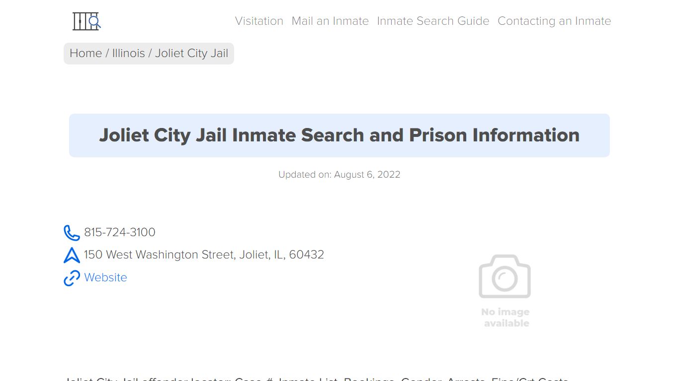 Joliet City Jail Inmate Search and Prison Information