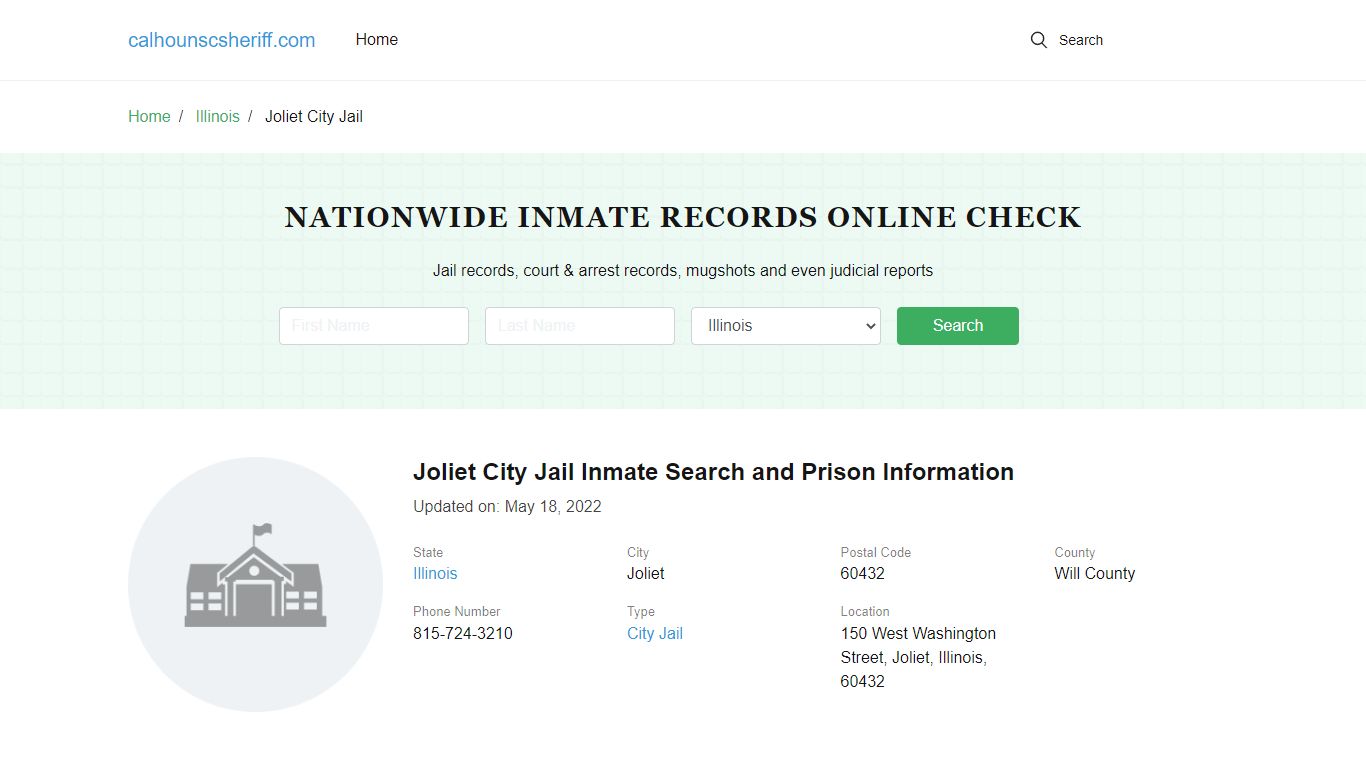 Joliet City Jail Inmate Search and Prison Information